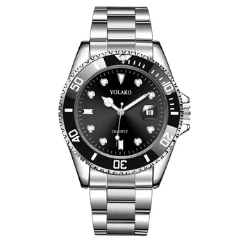 Homens luxo Assistir Verde Calendário Quartz Esporte relógio de Aço Inoxidável dos homens submariner Relógio Marca de Topo Preto Relógios Para Homens