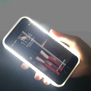 Para o iPhone 7 8 Plus Luz Até Selfie Flash Telefone Caso da Foto a Luz de Preenchimento de Artefato Para o iPhone 11 X 6 6S 5S Mais 8 Tampa Casos