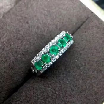 MDINA natural verde esmeralda, pedra preciosa anel em prata de lei 925 jóias para as mulheres ,Real zâmbia esmeralda do Anel com caixa