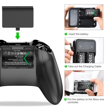 BEBONCOOL 2x2550mAh Pacote de Bateria Recarregável Para Xbox Série S/X/Xbox One S/X/Xbox Um Controlador sem Fio Bateria+Carregador USB