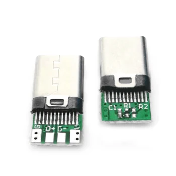 10pcs USB 2.0 Tipo C De 24 Pinos Conector Macho Adaptador de Tomada para o Fio de Solda da Placa do PWB do