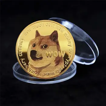 1 Peça De Prata/Ouro Chapeada Ethereum Ondulação Bitcoin Dogecoin Binance Moeda Digital Ano Do Cão Moedas Comemorativas De Ornamentos