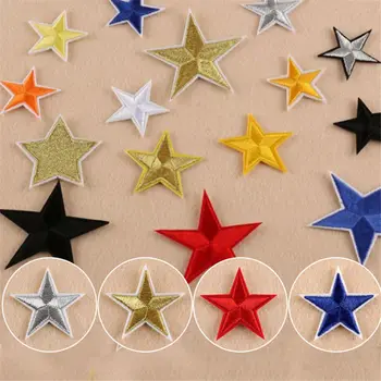10pcs/Set Estrelas Lantejoulas de Ouro Bordado Costurar Ferro Em Patch Crachá de Roupas Applique Saco de Tecido DIY Artesanato em Costura Acessórios