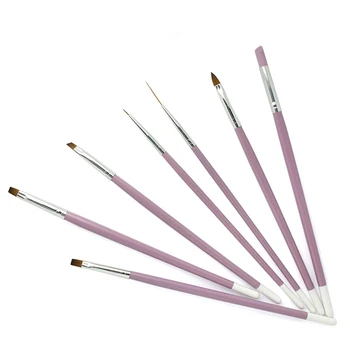 2019 7Pcs Escova para Unhas Conjunto de UV Gel de Gradiente de Forro Pintura Acrílica Caneta Empurrador de Cutículas Manicure Kit de ferramentas
