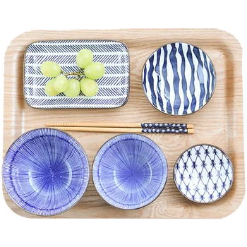 JSWORK Estilo Japonês de Cerâmica de Jantar Placas Prato Tigela de Porcelana, Talheres de Mesa Louça de Uma Pessoa de Alimentos