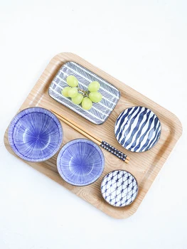 JSWORK Estilo Japonês de Cerâmica de Jantar Placas Prato Tigela de Porcelana, Talheres de Mesa Louça de Uma Pessoa de Alimentos