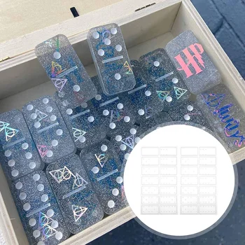 2 Pcs DIY Moldes de Cristal Epóxi Molde de Silicone Jogo de Dominó Moldes para Crianças de Festa Decoração DIY Acessórios