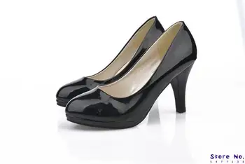 Mulheres novas Bombas de Sapatos de Mulheres de capa de Couro PU de Deslizamento Superficial-No Dedo do pé Redondo e Salto Alto Sapatos de Festa de Casamento Derss Sapatos de Mulher Tamanho de 34-42