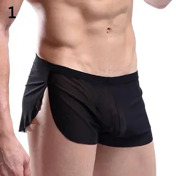 Men\'s de Moda Confortável Transparente Sexy de Esportes de Shorts Boxer Briefs Underwear Homens Sexy Calções Desportivos