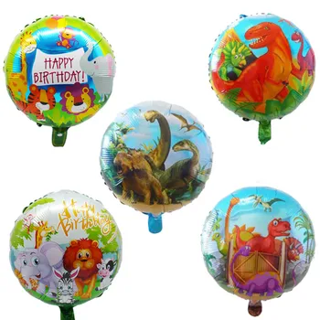 5pcs 18inch Animal Balões Folha Tigre Leão Dinossauro Tema Safari Balão de Festa de Crianças na Selva Festa de Aniversário, Decoração de Suprimentos