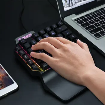Uma Mão com 35 teclas Mecânicas de Jogo Teclado RGB Retroiluminado Portátil Mini Teclado para Jogos Controlador de jogos para PC, PS4 Xbox Gamer