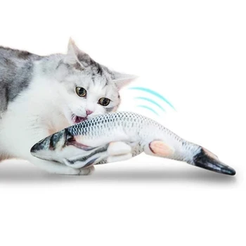 30cm Brinquedo do Gato Peixe USB de Carregamento Elétrico de Simulação de Peixe Movendo a Cauda Interativa 3D de Peixe Gato de Brinquedo de Mastigar Gato de Estimação de Jogar Brinquedos