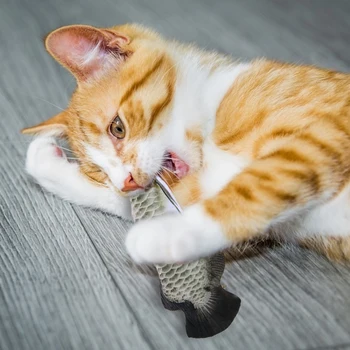 30cm Brinquedo do Gato Peixe USB de Carregamento Elétrico de Simulação de Peixe Movendo a Cauda Interativa 3D de Peixe Gato de Brinquedo de Mastigar Gato de Estimação de Jogar Brinquedos
