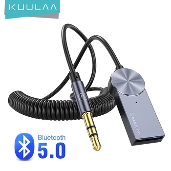 KUULAA Aux Bluetooth Dongle do Adaptador de Cabo Para Carro 3.5 mm Jack Aux Bluetooth 5.0 4.2 4.0 Receptor de Áudio alto-Falante de Música Transmissor