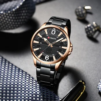 CURREN Homens de Quartzo Relógios de pulso de Luxo Casual da Marca de Relógios para os homens com Design Criativo Relógio Relógio Masculino