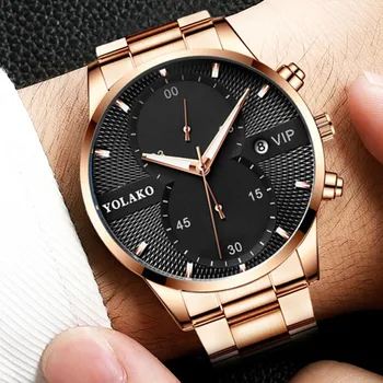 Homens De Marca Top De Ouro De Aço Inoxidável Do Relógio De Quartzo De Luxo Masculino Calendário De Moda Casual Relógio De Pulso Relógio Relógio Masculino 2020 Quente
