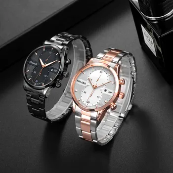 Homens De Marca Top De Ouro De Aço Inoxidável Do Relógio De Quartzo De Luxo Masculino Calendário De Moda Casual Relógio De Pulso Relógio Relógio Masculino 2020 Quente
