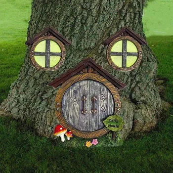 Fada Portas e Janelas Conjunto de Árvores Luminosa Mini Fada Gnome Decoração de Jardim, Acessórios para Crianças de Casa ao ar livre SDF-NAVIO