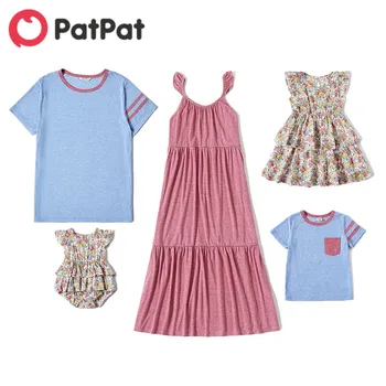 PatPat 2021 Nova Chegada do Verão Mosaico da Família de Correspondência de Cor da Luz Conjuntos de Séries(Tanque de Vestidos - T-shirts - Macaquinho)