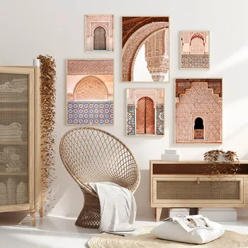 Arte De Parede Deus Arquitetura Islâmica Decorativos Cartaz Marroquino Porta Da Mesquita Muçulmana Da Tela De Impressão De Imagem A Pintura De Sala De Estar