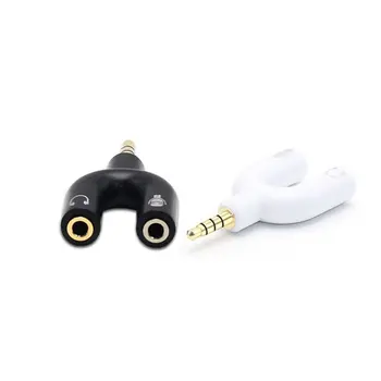 3.5 mm Divisor Estéreo Plug U-vorm de Áudio Estéreo Mic & Hoofdtelefoon Oortelefoon Divisor de Adaptadores Voor PS4 PC WIFI 50*30*20mm