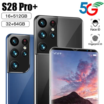 S28 Pro+ 6,1 polegadas Smartphone 6000mAh 16GB de RAM+512 GB ROM Versão Global Full-screen Android Celular 4G LTE 5G de Rede de Telefone