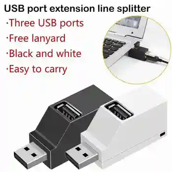 Novo USB2.0 USB3.0 divisor de 3 de porta-em-linha de HUB USB de extensão concentrador portátil mini