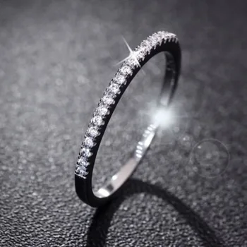 Moda Brilhar Anéis De Casamento De Mulheres Única Linha De Strass Anel Feminino Micro-Embutidos Cauda Anéis Jóias De Presente