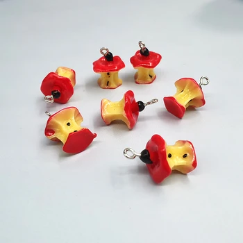 10pcs Bonito 3D Frutas Resina Encantos de Artesanato Kawaii Simulação de Maçã Vermelha, com Pingente de DIY, Moda Jóias Charme Acessórios C358