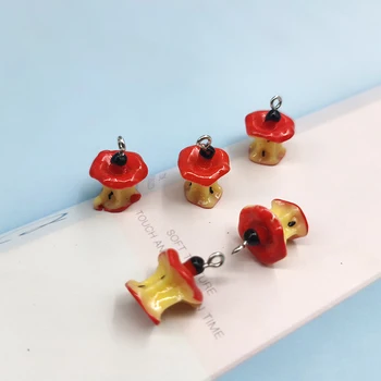 10pcs Bonito 3D Frutas Resina Encantos de Artesanato Kawaii Simulação de Maçã Vermelha, com Pingente de DIY, Moda Jóias Charme Acessórios C358