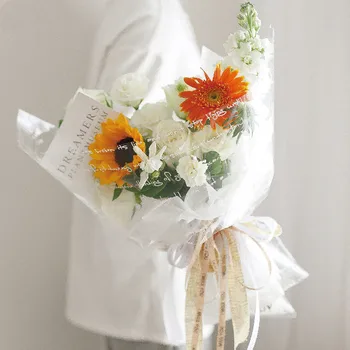 20 pcs/muito Transparente inglês Flores de papel de embrulho OPP Celofane Amor Séries buquê de embalagens florais de Papel de Embrulho