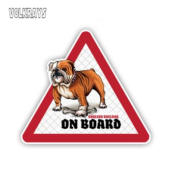Volkrays inglês Bull Dog Adesivos de carros Cão a Bordo de Decalques Impermeável, Protetor solar Criativo Decalque Sinal de Aviso de Vinil,12 cm*10 cm