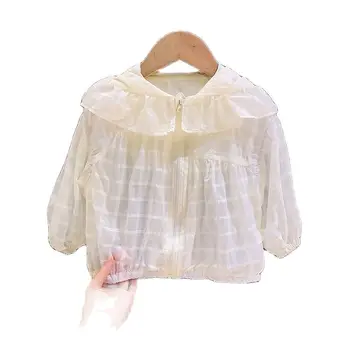 Meninas sol de verão de roupas de proteção 2021 produto novo boneca coleira leve e respirável para crianças coreano jaqueta casaco P4630