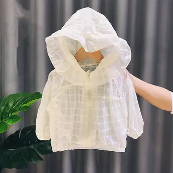 Meninas sol de verão de roupas de proteção 2021 produto novo boneca coleira leve e respirável para crianças coreano jaqueta casaco P4630