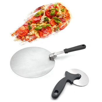 De Aço inoxidável Pizza Pá de 48,5 cm Dobrável Pizza de Transferência de Pá Larga Assar Queijo Pá
