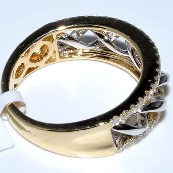 Vintage Feminina completa de Anéis de diamante Charme de Ouro alianças de Casamento Para Mulheres Delicadas de Noiva Oco de Cristal Envolvimento Sólido S925 Anéis