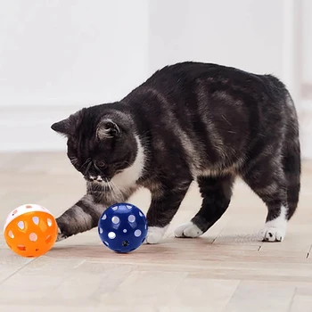 Brinquedos Do Gato Com Bell Anel De Jogar Mastigar Chocalho Zero Bola De Plástico Interativa Do Gato De Formação De Brinquedos Para Animais De Estimação