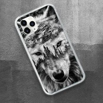 Animal Leão Lobo Feroz Caso de Telefone Transparente para iPhone 11 12 mini pro XS MAX 8 7 6 6S Plus X 5S SE DE 2020 XR