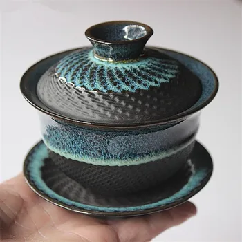 Novo 180ML Dehua Forno mudança de Cerâmica Gaiwan xícara de Chá feito a mão de Chá sopeira Chinês Retro conjunto de Chá Acessórios Master Cup Copos