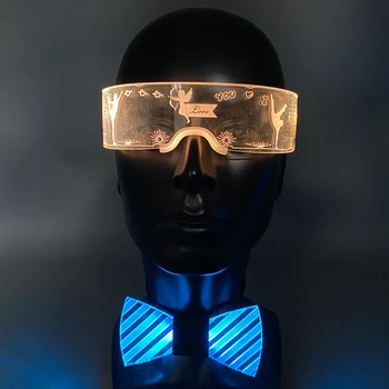 Moda de Produtos LED Ternos de Piscamento do DIODO Óculos levado os Homens Laço Festival de Fulgor de Festa Luminosa Copos Piscando Gravata de Halloween