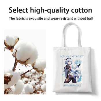 Jogo Genshin Impacto Anime Tote Bag Shopper Sacos De Shopping Bag Bolsa De Ombro De Grande Capacidade Das Mulheres De Lona Bolsa Reutilizável Eco Bags