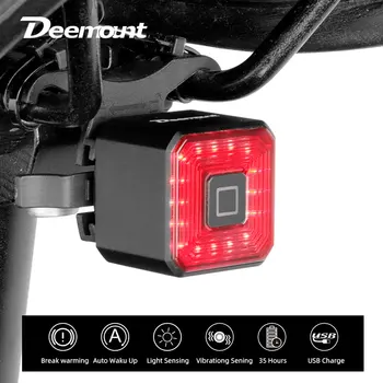 Deemount USB Recarregável de Freio de Bicicleta de Luz de Advertência da parte Traseira Lanterna de Bicicleta LED Lâmpada de Cauda Acceorries Inteligente Manual de Ciclismo lanterna traseira