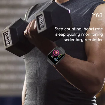 Y68 Smart Watch Homens Mulheres Pressão Arterial Monitor de frequência Cardíaca Bluetooth Fitness Pulseira D20 Relógio Inteligente Pulseira Para Android IOS