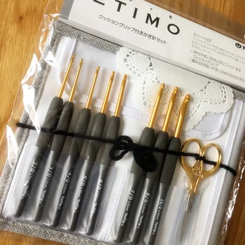 8 pcs/set Japão TULIP ETIMO de Alumínio agulha de Crochê agulhas Resina Lidar com Malhas de Fios 2-6.5 mm Dom de tecer Conjunto de tricô