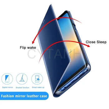 Espelho de Luxo com Vista Smart Flip Case Para Samsung Galaxy S21 S 21 SM-G991B G991U Magnético de Trás do Telefone de Couro Para Galaxy S21 Tampa