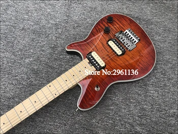 Guitarra elétrica de corpo de Mogno Sólido Tabaco Flamed Maple Top Folheado Floyed Rose Ponte Zebra Captadores de Alta Qualidade Envio Rápido