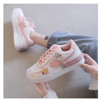 2021 Primavera coreano xue sheng proibição xie wang Vermelho Pouco Daisy Sapatos Esportivos, Sapatos Brancos Mulher Sapatos de Tênis