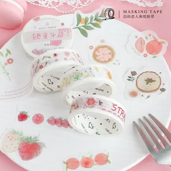 1 Set (Fita + Adesivo ) De Frutos De Morango Pêssego Washi Tape Mão De Conta Decorativos Álbum Diário De Decoração
