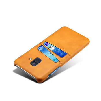 Case Para Samsung Galaxy A6 A8 Plus A7 A9 2018 A750 A9S Primeiro-Slot para Cartão de Couro PU+Casos de PC Para Samsung J3 J7 J8 2018 J4, J6 Plus