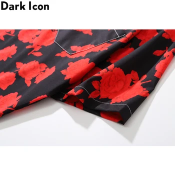 Escuro Ícone Com Estampa Floral E Camisa De Polo De Homens Férias De Verão Havaiano Camisas Masculinas Blusa